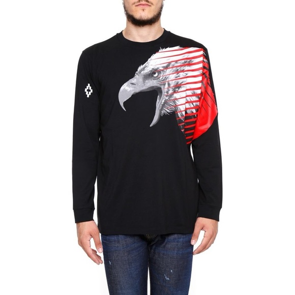 Marcelo Burlon Country of Milan Lamens Eagle Print Black Long sleeve - Picture 1 of 6